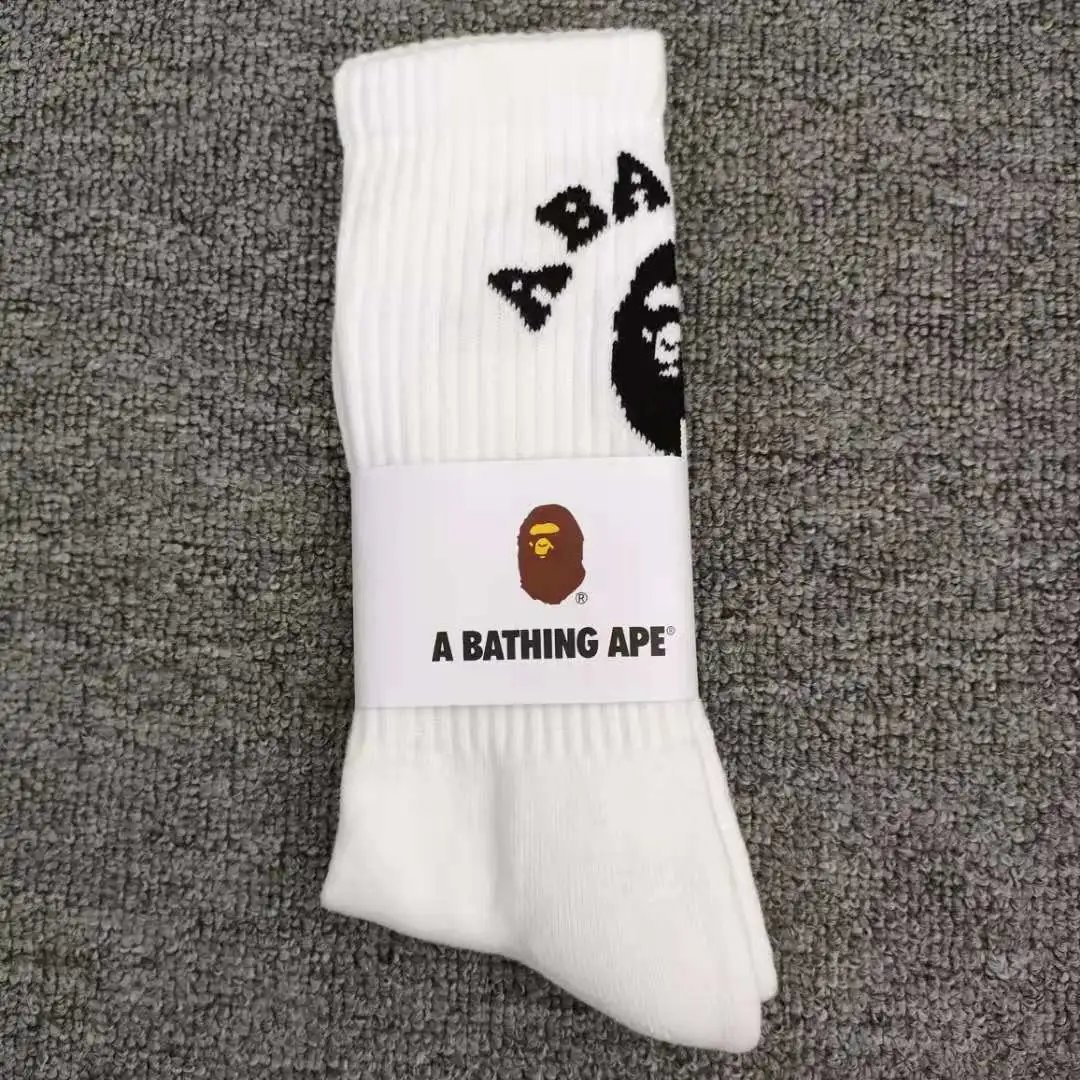 A Bathing Ape Socks Ribbed crew with Head logo — 2