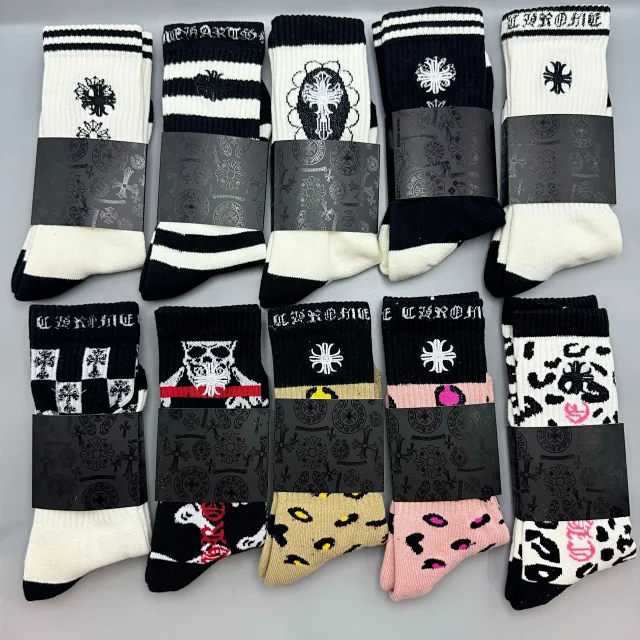 Chrome Hearts Socks Ribbed logo and lips graphic crew product detail image 14