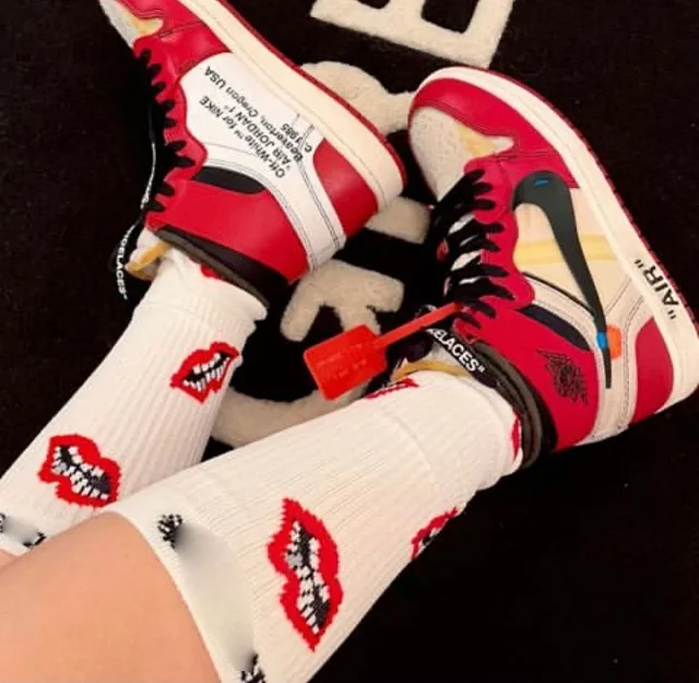 Chrome Hearts Socks Ribbed logo and lips graphic crew product detail image 9