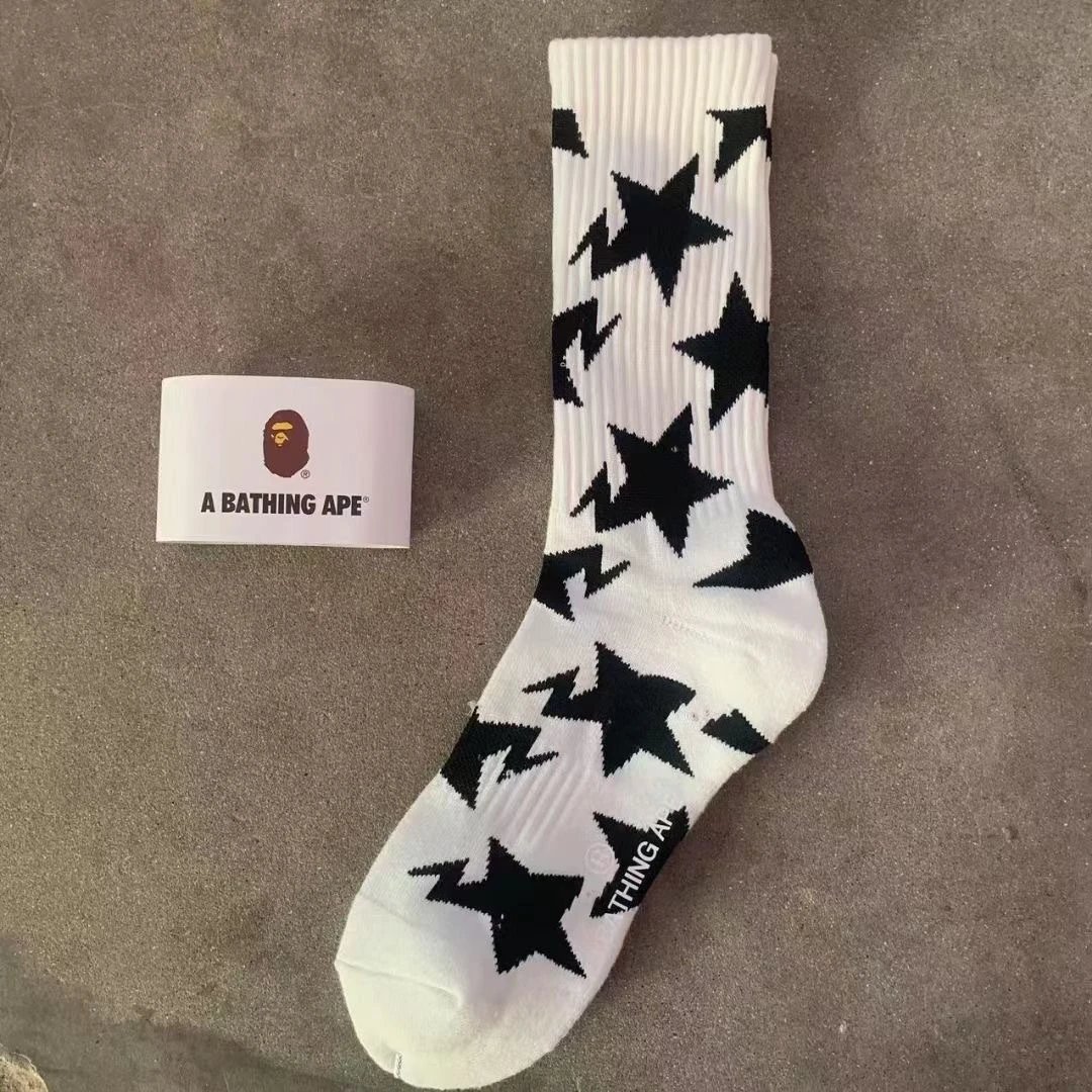 A Bathing Ape Socks Ribbed crew with logo graphics and striped cuffs — 14
