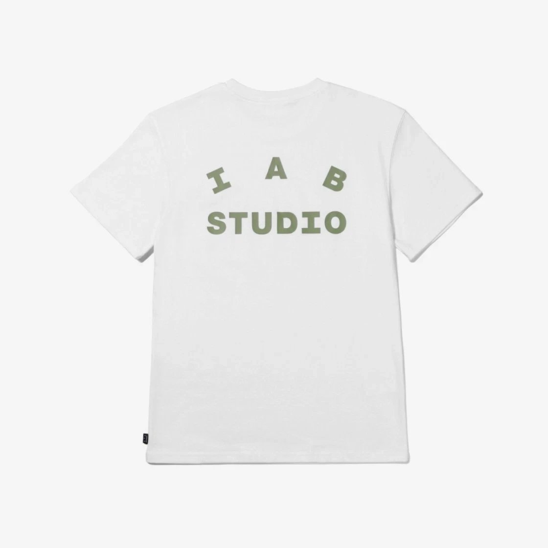IAB Studio T-Shirts Seoul Logo Print — White-Olive Green Letters