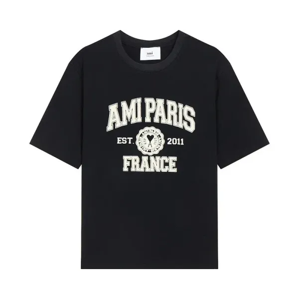 Ami Paris Collegiate Navy T-Shirt - 10