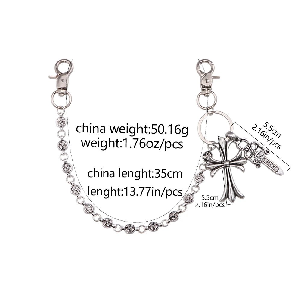 Jeans Chain with Sword and Cross Pendants photo 7