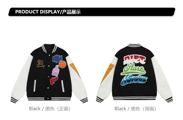 Diet Starts Monday x Unknown Brand Patchwork Varsity Jacket Black/White - 4