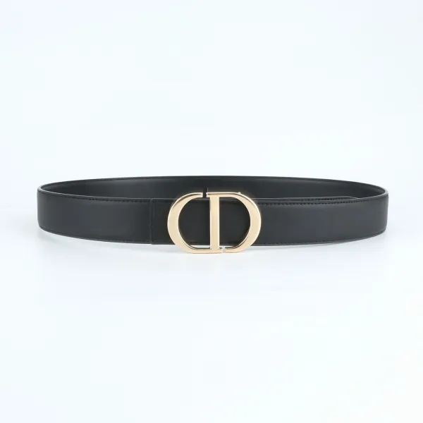 Dior CD Logo Belt Black Leather Belt - 1