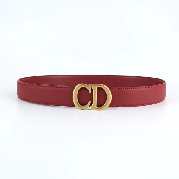 Dior CD Logo Belt Burgundy Leather Belt - 1
