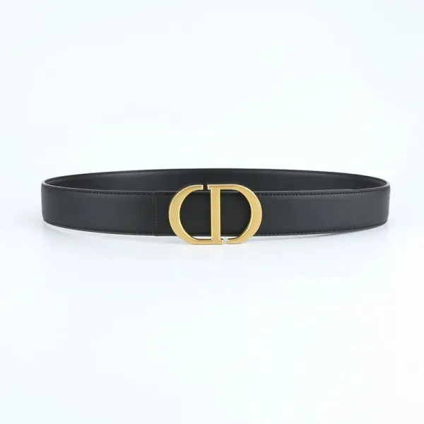 Dior CD Logo Belt Black Leather Belt - 1