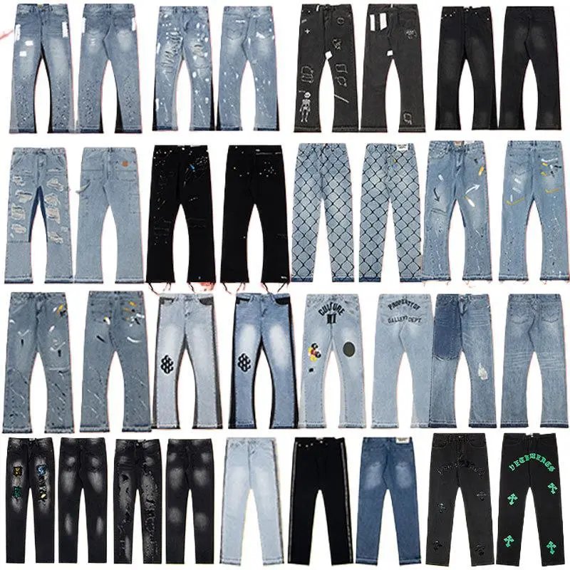 Splatter Paint Flared Ripped Jeans
