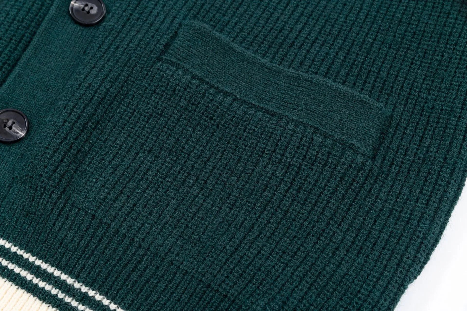 Play Comme des Garçons Heart Logo Ribbed Cardigan in Forest Green - 5