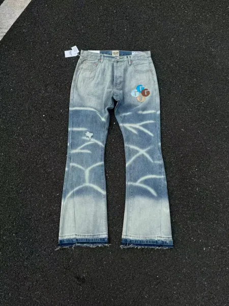 Gallery Dept. Camo Cargo Pants with Paint Splatter and Leopard Trim - 10