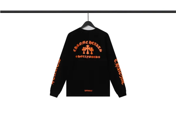Chrome Hearts Hollywood Orange Print Long-Sleeve T-Shirt Black - 1