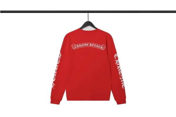 Chrome Hearts Scroll Logo Long Sleeve Tee Red - 1