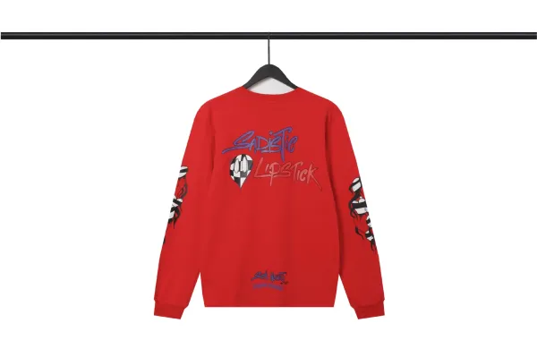 Sick Heart x Sadistic Lipstick Red Graphic Long-Sleeve Sweatshirt - 1