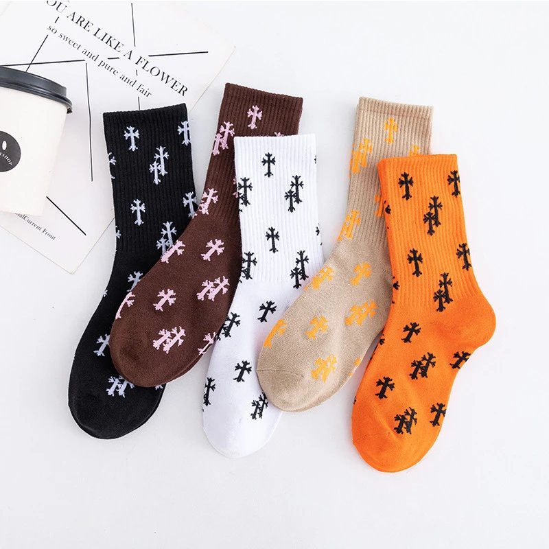 Design Cross-Print Crew Socks White - 4