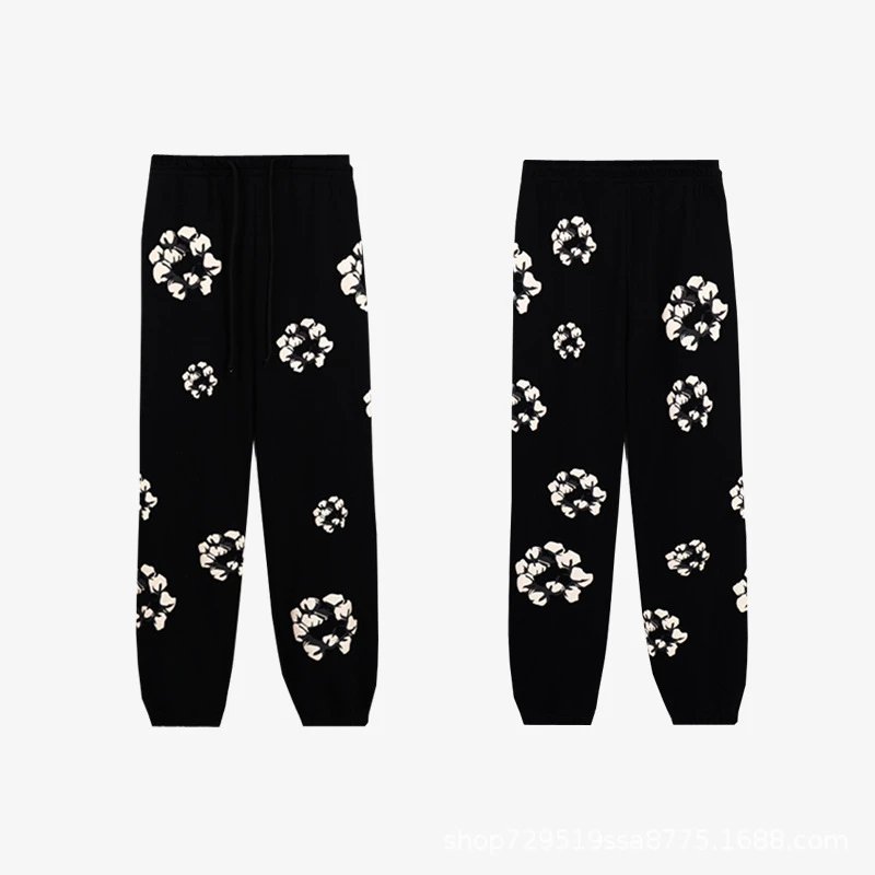 Design Floral Print Black Sweatpants