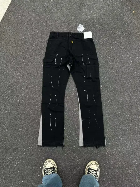 Gallery Dept. Camo Cargo Pants with Paint Splatter and Leopard Trim - 7