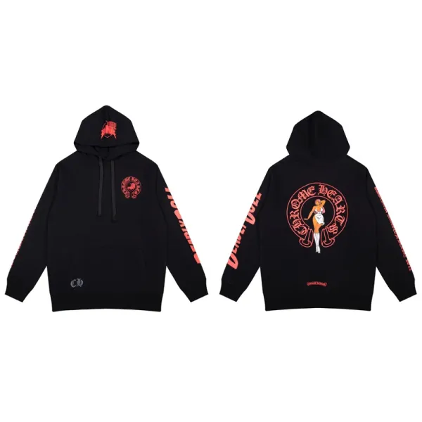 Chrome Hearts x Vlone Black Red Graphic Hoodie - 1