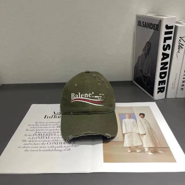 Balenciaga Distressed Logo Baseball Cap Black - 3