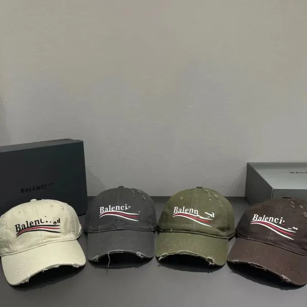 Balenciaga Distressed Logo Baseball Cap Black - 11