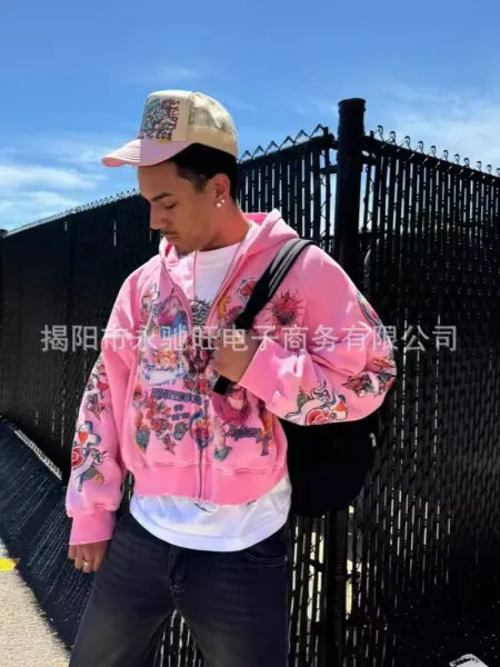 Multicolor Tattoo-Print Zip-Up Hoodie - 10