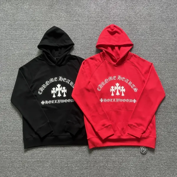 Chrome Hearts Hollywood Cross Hoodie Black and Red - 1