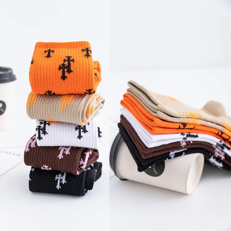 Design Cross-Print Crew Socks White - 7
