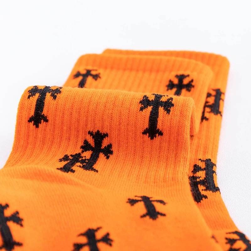 Design Cross-Print Crew Socks White - 12