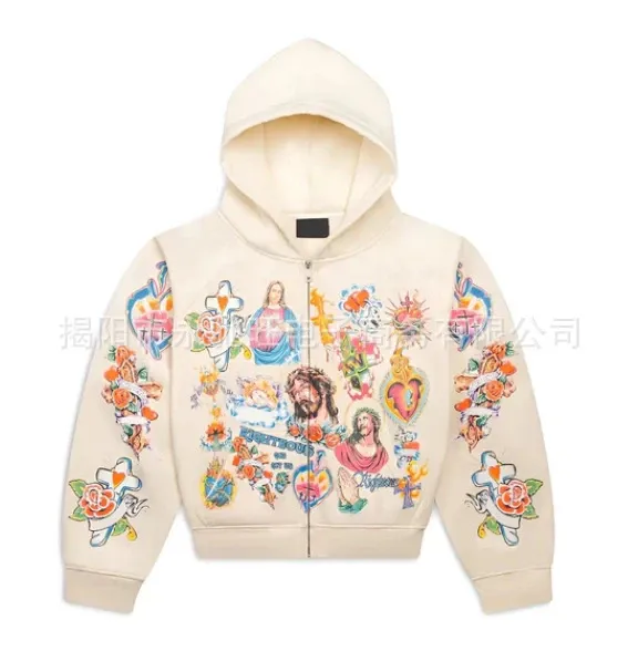 Multicolor Tattoo-Print Zip-Up Hoodie - 6