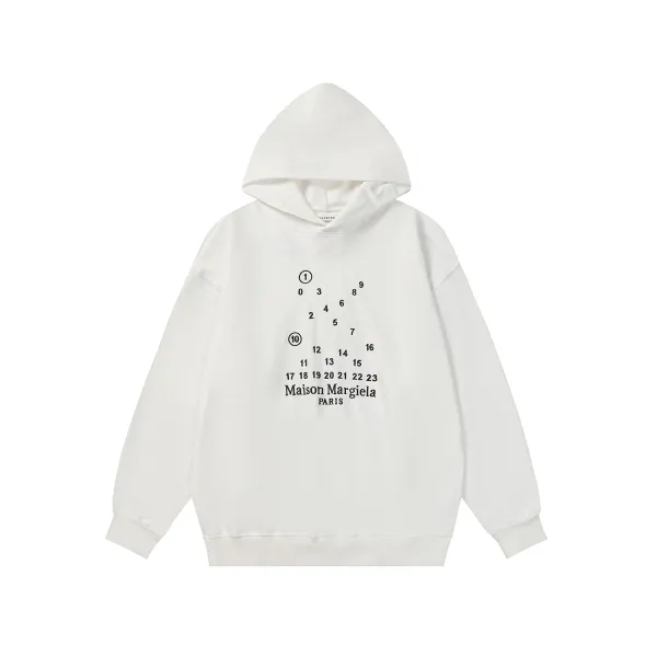 Maison Margiela Tabi Number Print White Hoodie - 25
