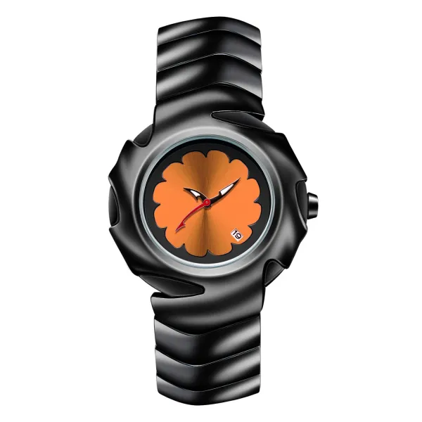 Oakley X-Metal Chrono Orange Flower Dial Quartz Watch - 1