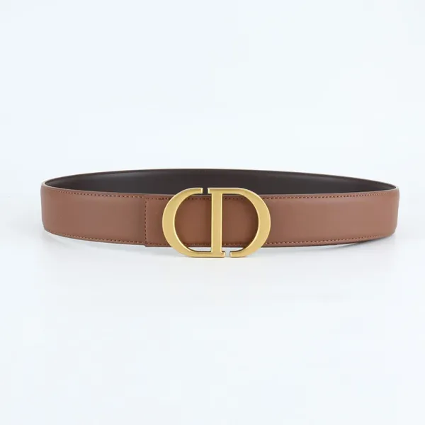 Dior CD Logo Belt Brown Leather Belt - 1