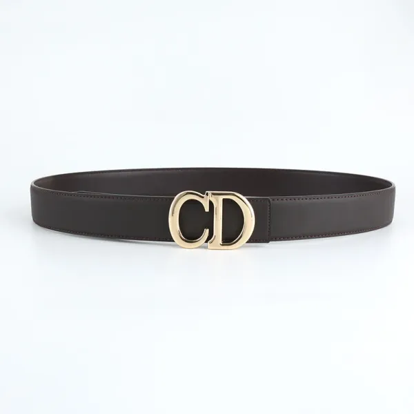 Dior CD Logo Belt Brown Leather Belt - 1