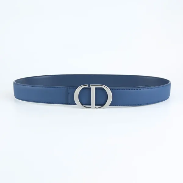 Dior CD Buckle Belt Navy Leather Belt - 1