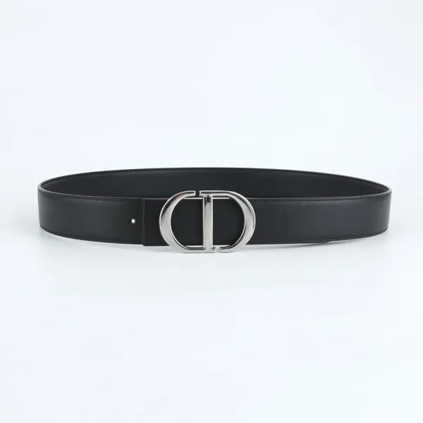 Dior CD Logo Buckle Black Leather Belt - 1