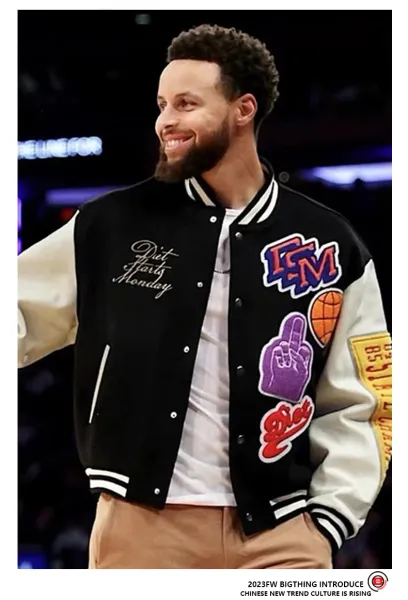 Diet Starts Monday x Unknown Brand Patchwork Varsity Jacket Black/White - 9