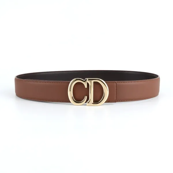 Dior CD Logo Belt Brown Leather Belt - 1