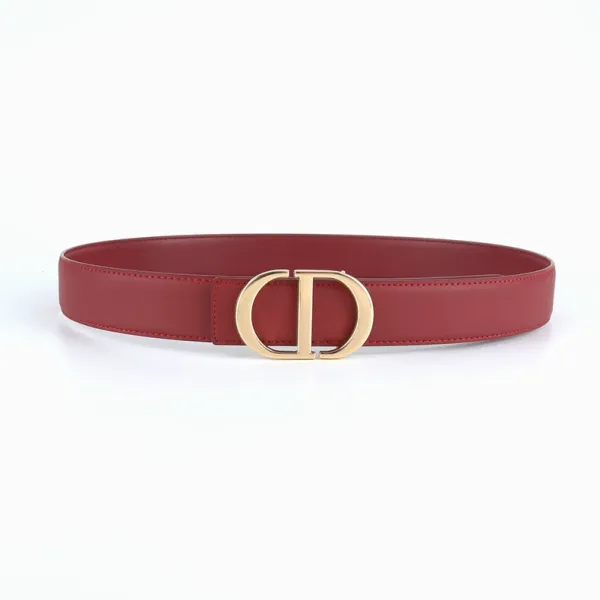 Dior CD Logo Belt Burgundy Leather Belt - 1
