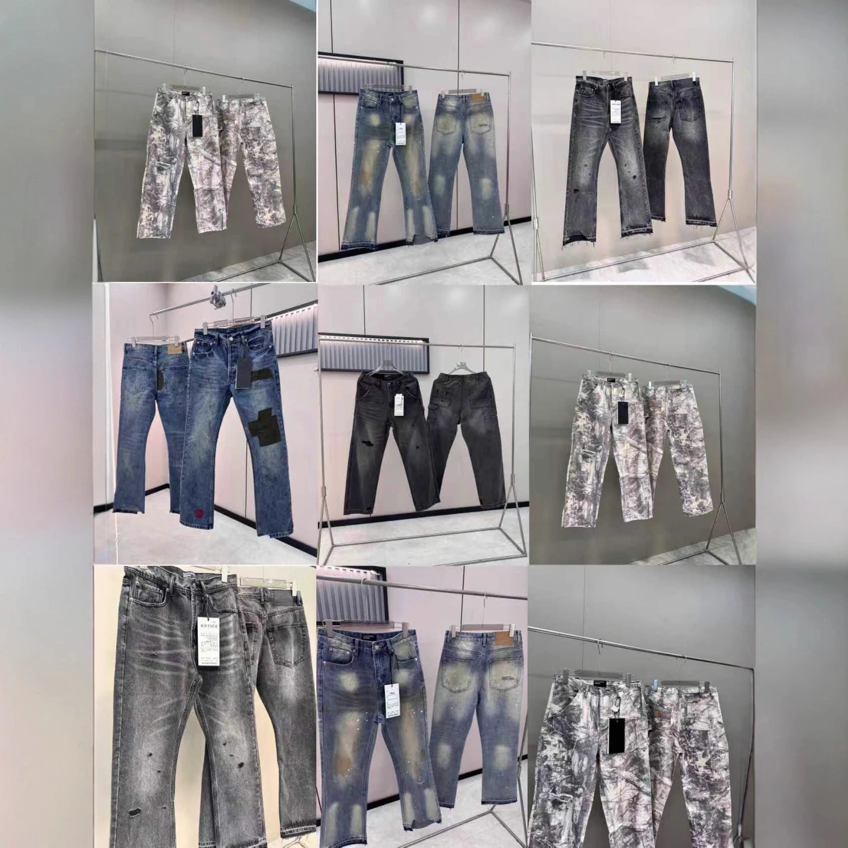 High Version ERD Pants Melancholy Rich Second Generation Flare Washed Splash Ink Jeans Ripped Logger Workwear