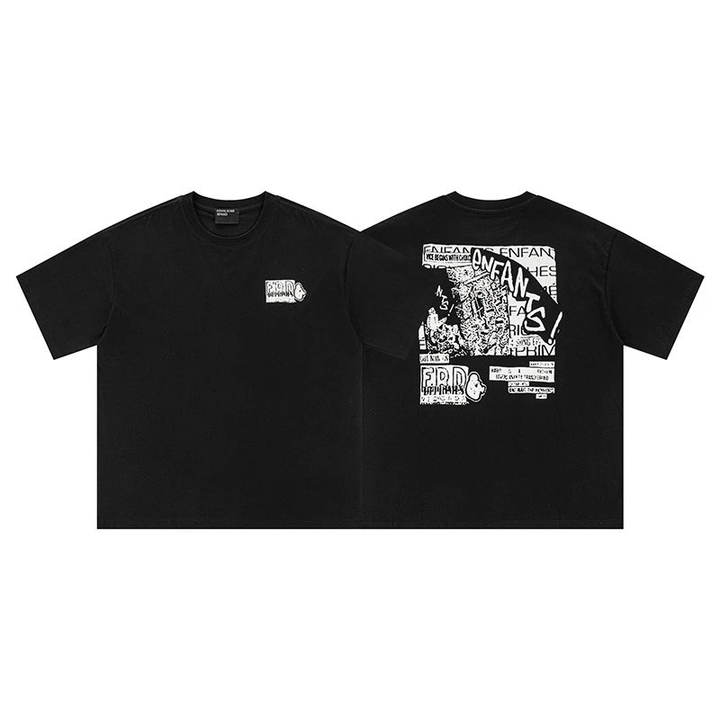 ERD Letter Print Distressed Vintage Short Sleeve T-Shirt photo 2
