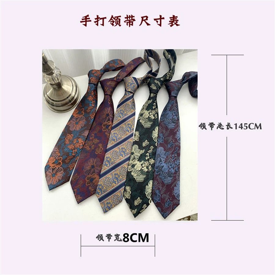 Floral Jacquard Necktie Burgundy Blue - 4