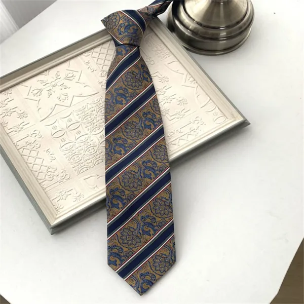 Multicolor Paisley Stripe Necktie - 1