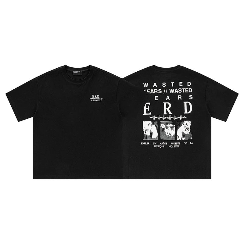 ERD Letter Print Distressed Vintage Short Sleeve T-Shirt photo 3