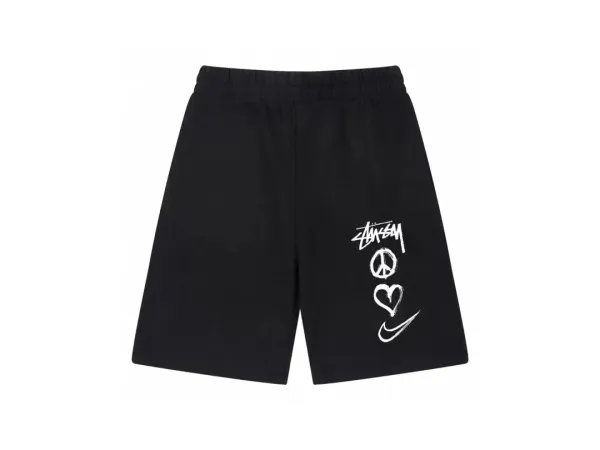 Stussy x Nike Peace Love Swoosh Black Shorts - 1