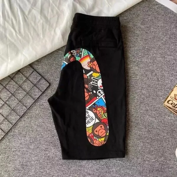 A Bathing Ape x Comic Print Black Shorts - 1