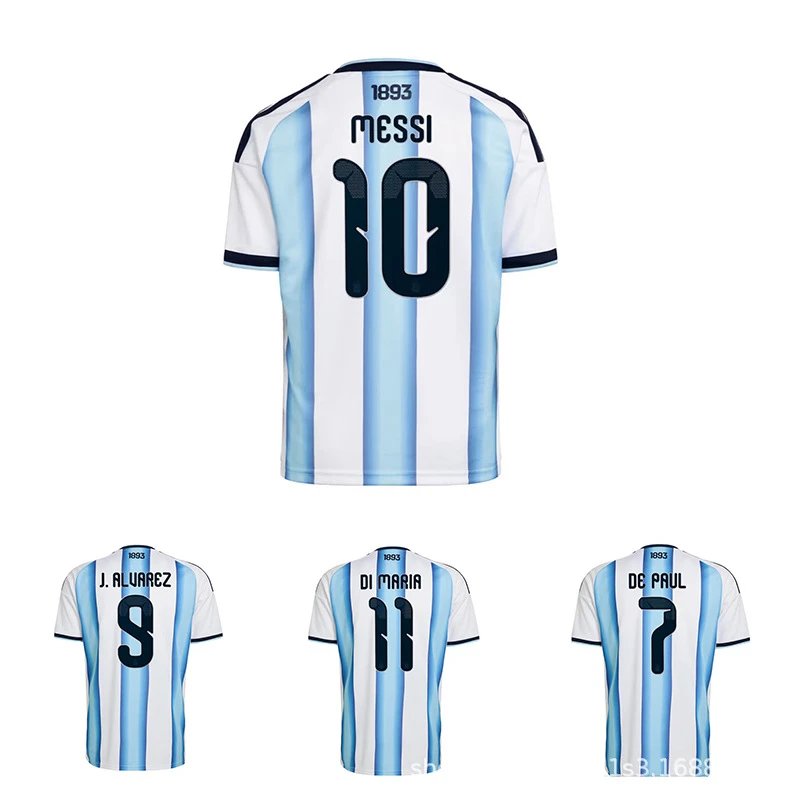 Design Argentina National Team 2024 Home Jersey Di Maria 11 Blue and White Striped Jersey - 2