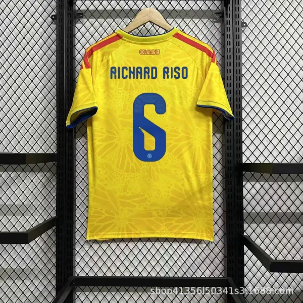 Design Colombia National Team Richard Riso #6 Yellow Away Jersey - 1