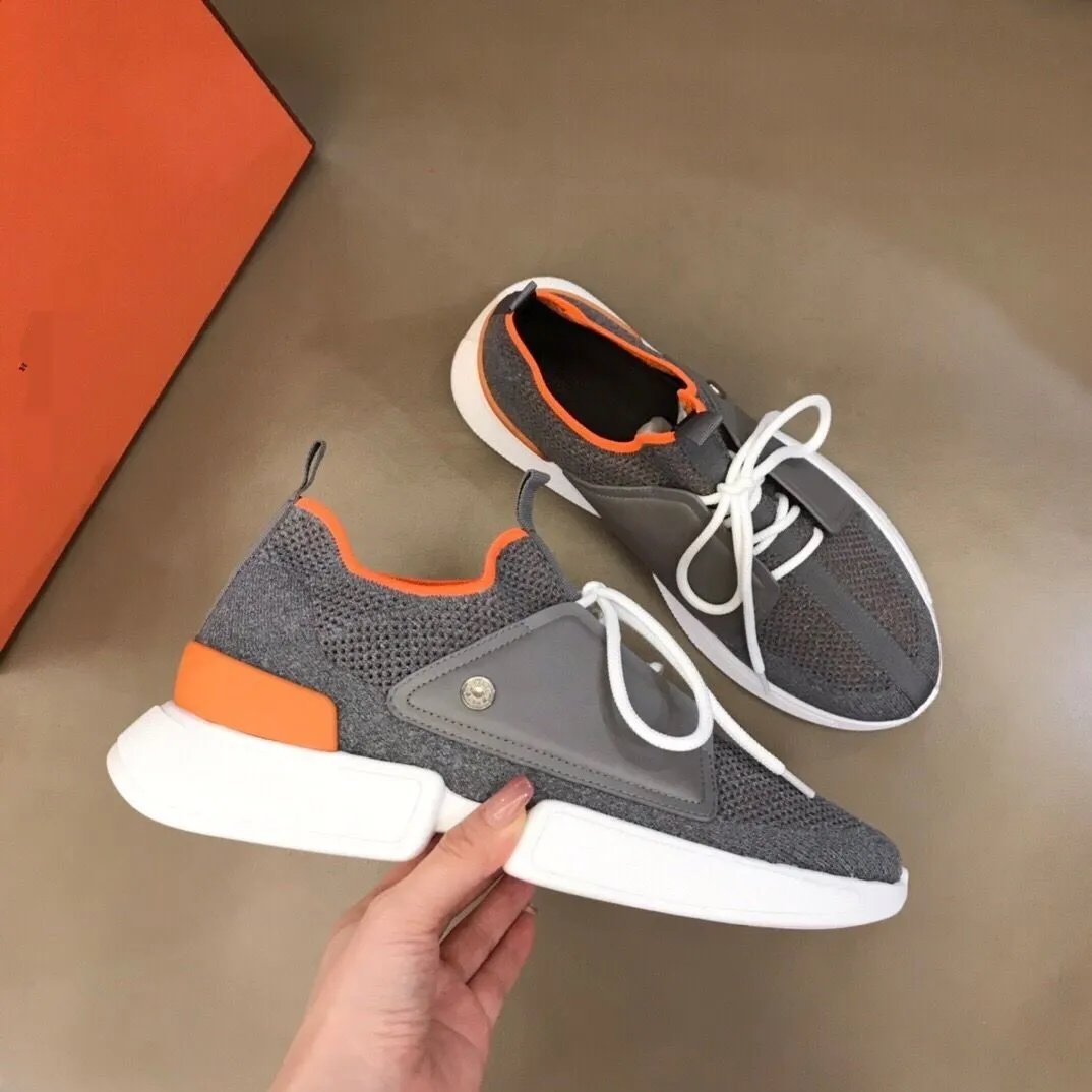 Unbranded Sneakers Knit Lace-Up Panel — gray