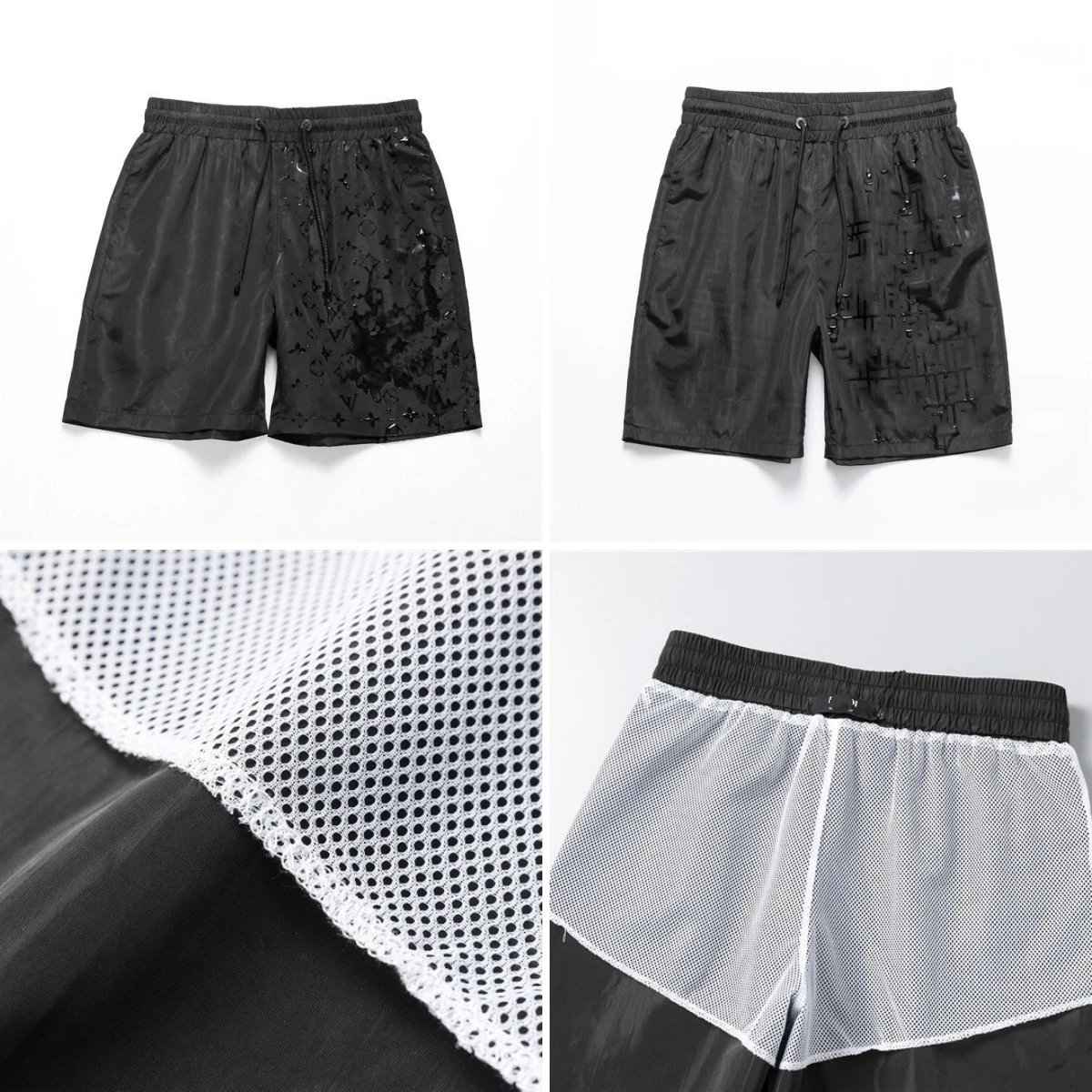 Quick-drying beach shorts with logo showing when exposed to water, new style swimming shorts with inner mesh for summer