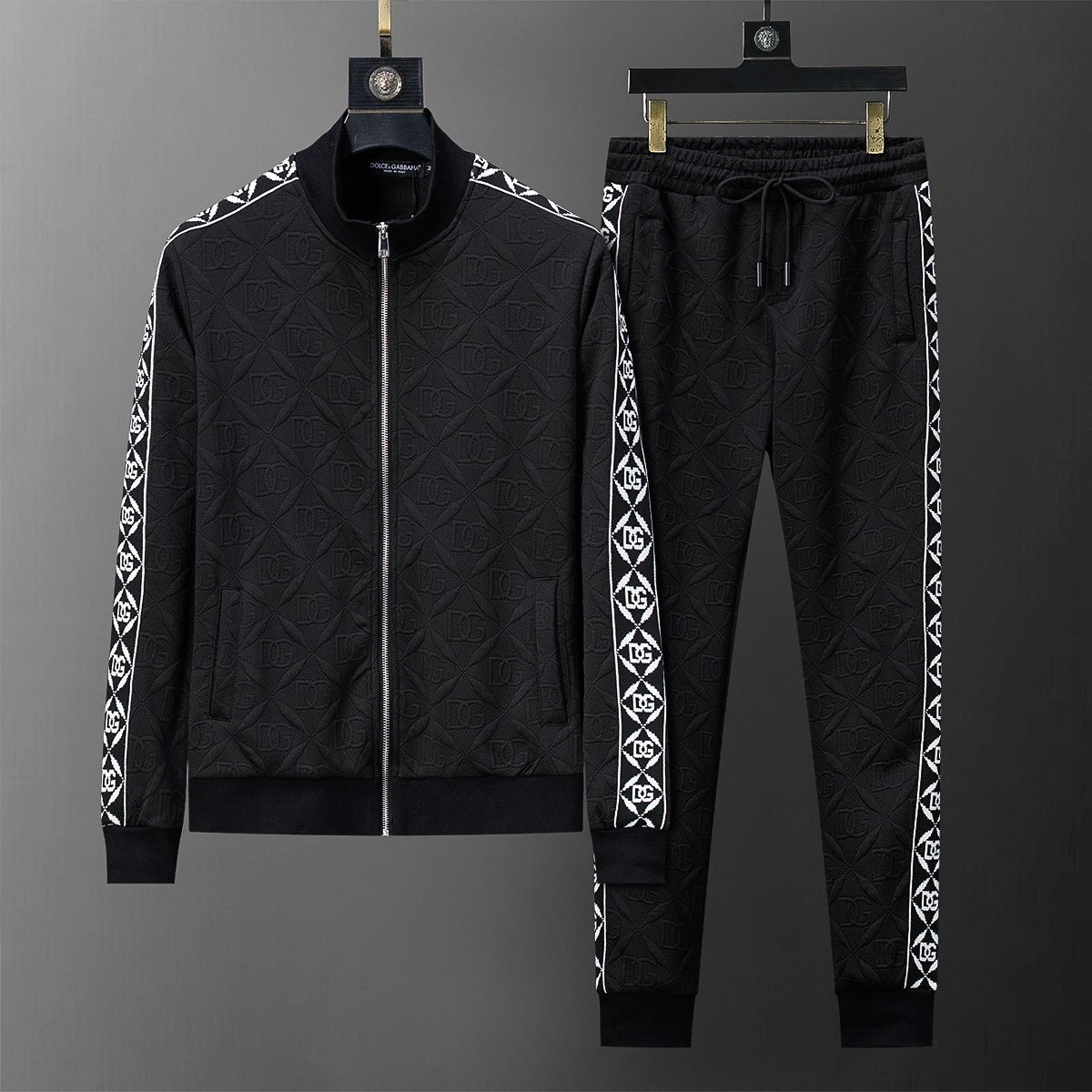 Louis Vuitton Tracksuits Zip-Up Jacket and Joggers Set — 38119 Black