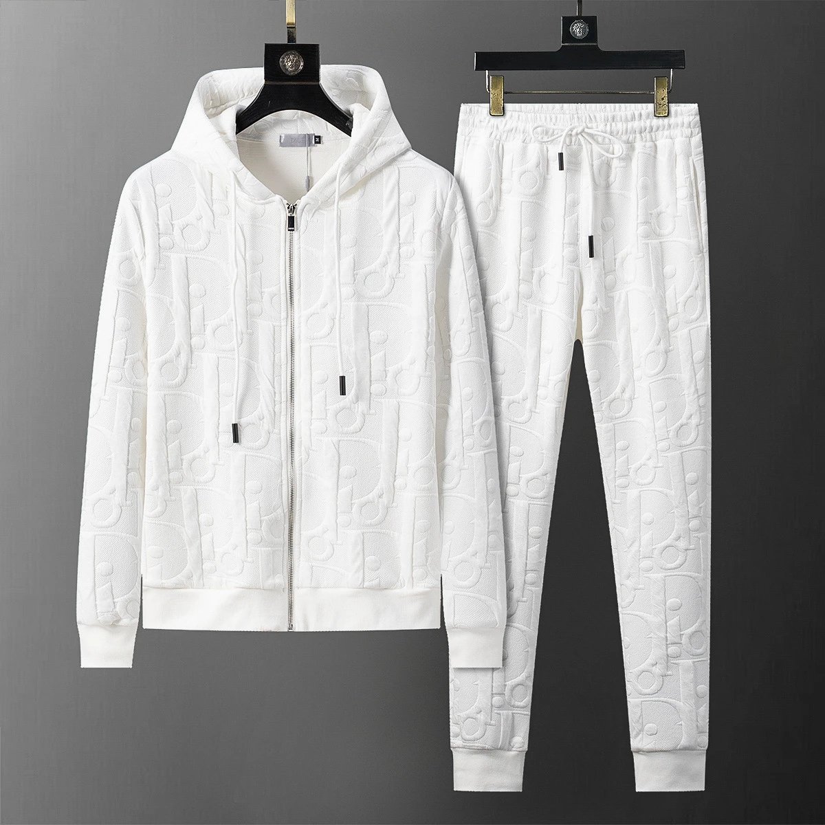 Louis Vuitton Tracksuits Zip-Up Jacket and Joggers Set — 38118 white